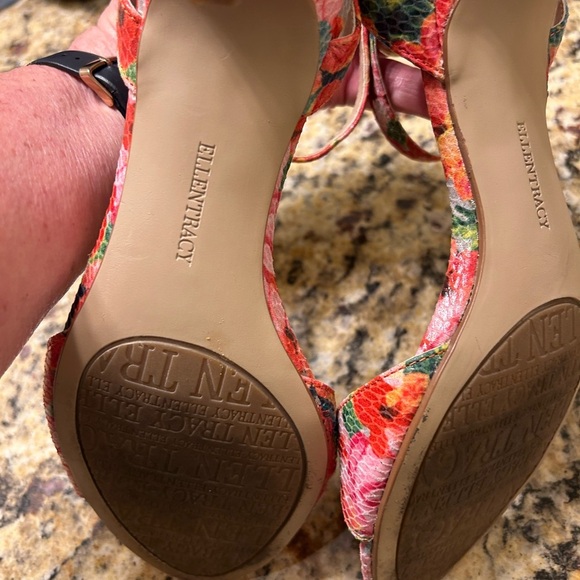 Ellen Tracy Floral Sandals - Pink and Green - Picture 5 of 6